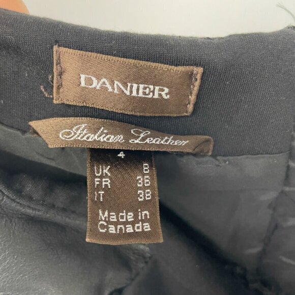 DANIER Office Stretch Pencil Back Slit Black MIDI Below Knees Pockets Skirt sz 4 - Picture 6 of 9